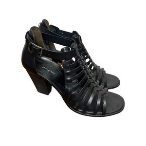 Paul Green Christy Heeled Sandal Black Leather Size UK 4 / US 6.5 Block Heel